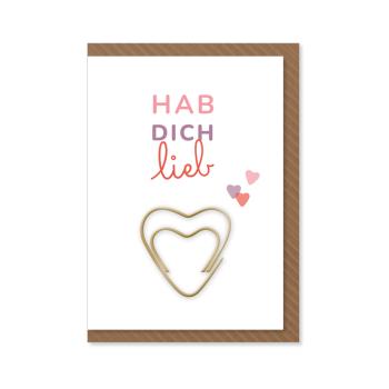 Komma³ Grußkarte Clip Card Midi Hab Dich lieb