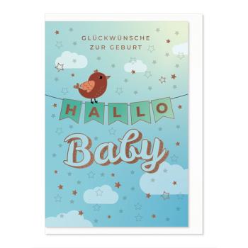 Komma³ Grußkarte Good Luck Glückwünsche zur Geburt