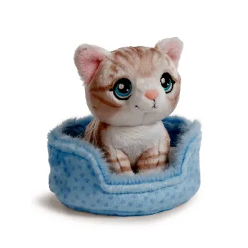 Nici Little Paws Katze grau getigert ca.12cm blaues Körbchen