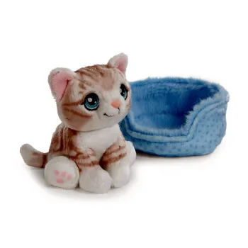 Preview: Nici Little Paws Katze grau getigert ca.12cm blaues Körbchen