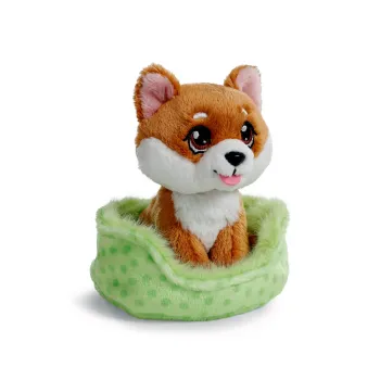 Nici Little Paws Hund Shiba Inu braun ca.12cm grünes Körbchen