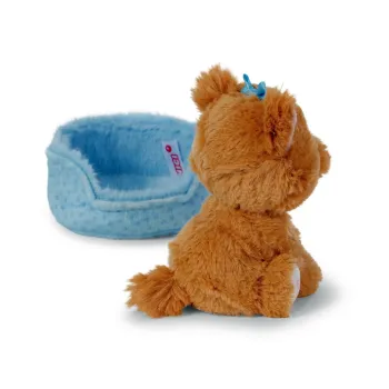 Preview: Nici Little Paws Hund Yorkshire Terrier braun ca.12cm blaues Körbchen