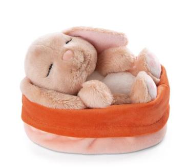 Preview: Nici Sleeping Pets Hase karamell ca.12cm pfirsich Körbchen