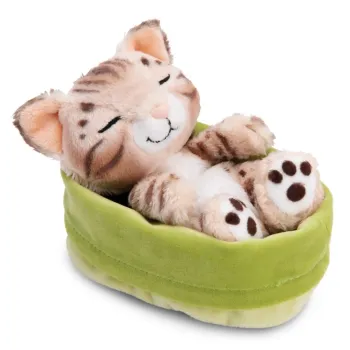 Preview: Nici Sleeping Pets Katze Bengal ca.12cm grünes Körbchen