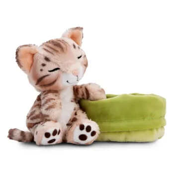Preview: Nici Sleeping Pets Katze Bengal ca.12cm grünes Körbchen