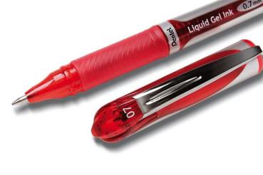 Preview: Pentel Tintenroller Liquid Gel EnerGel 0.7 Kappenmodell 0,35mm Metallspitze rot