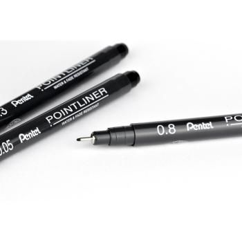 Preview: Pentel Pointliner Permanent Fineliner 0,8mm schwarz