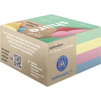 Preview: share Haftnotizblock 75 x 75 mm pastell