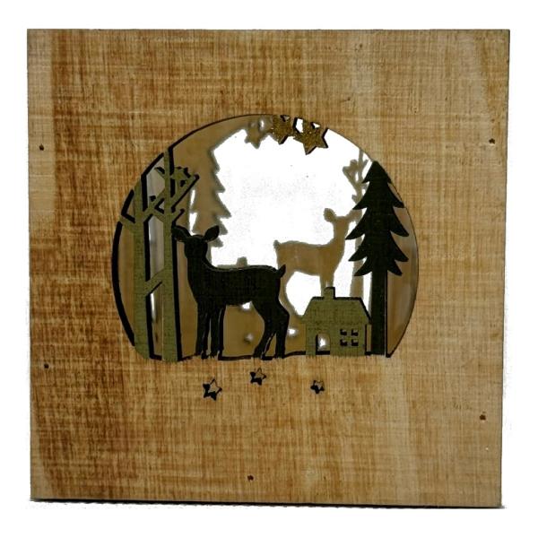 Goldbach Deko Windlicht aus Holz mit Ausstanzung und Glaseinsatz natur