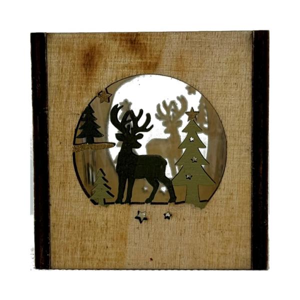 Goldbach Deko Windlicht aus Holz mit Ausstanzung und Glaseinsatz natur