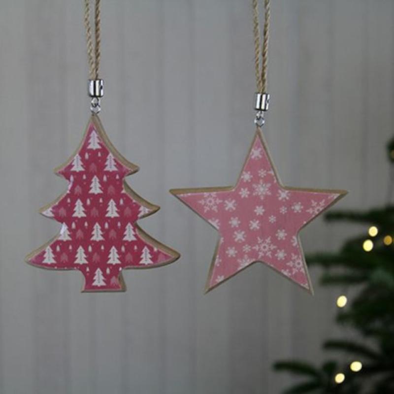 Goldbach Hänger groß aus Holz rosa Stern oder Tanne sortiert
