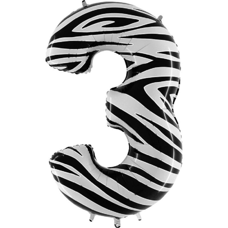 Grabo Animaloons Zebra 40" Folienzahl Ziffer 3