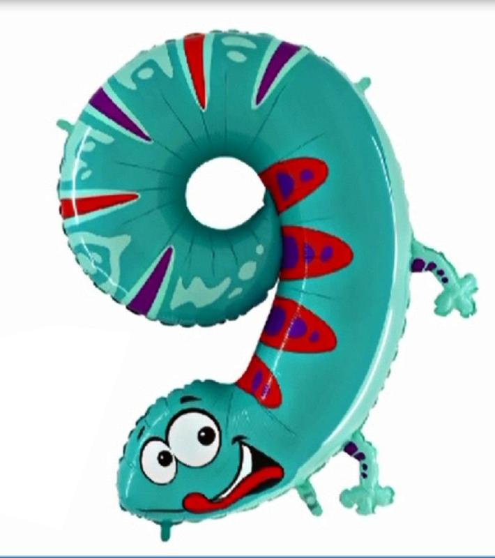 Grabo Animaloons Gecko 40" Folienzahl Ziffer 9