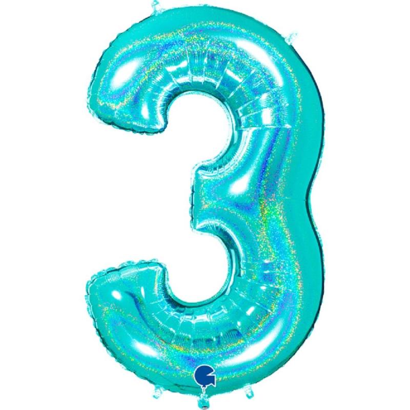 Grabo The Numbers Holographic 40" Folienzahl Ziffer 3 (Farbauswahl)