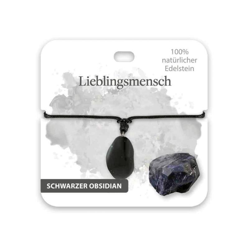 BB Edelstein Halskette Lieblingsmensch schwarzer Obsidian