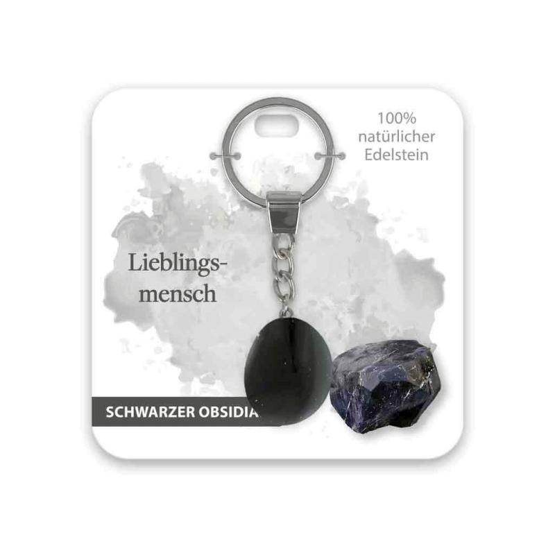 BB Edelstein Schlüsselanhänger Lieblingsmensch schwarzer Obsidian