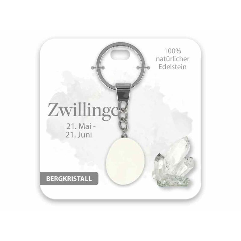 BB Edelstein Schlüsselanhänger Zwillinge Bergkristall