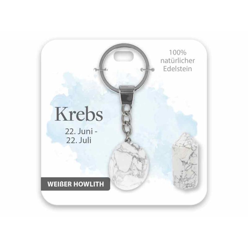 BB Edelstein Schlüsselanhänger Krebs weißer Howlith