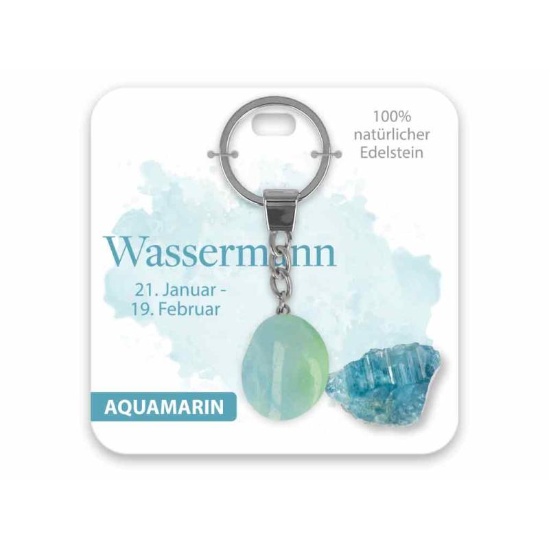 BB Edelstein Schlüsselanhänger Wassermann Aquamarin
