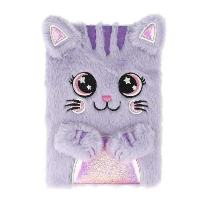 BB Cuties Notizbuch A5 160 Seiten liniert Plüsch Katze lila