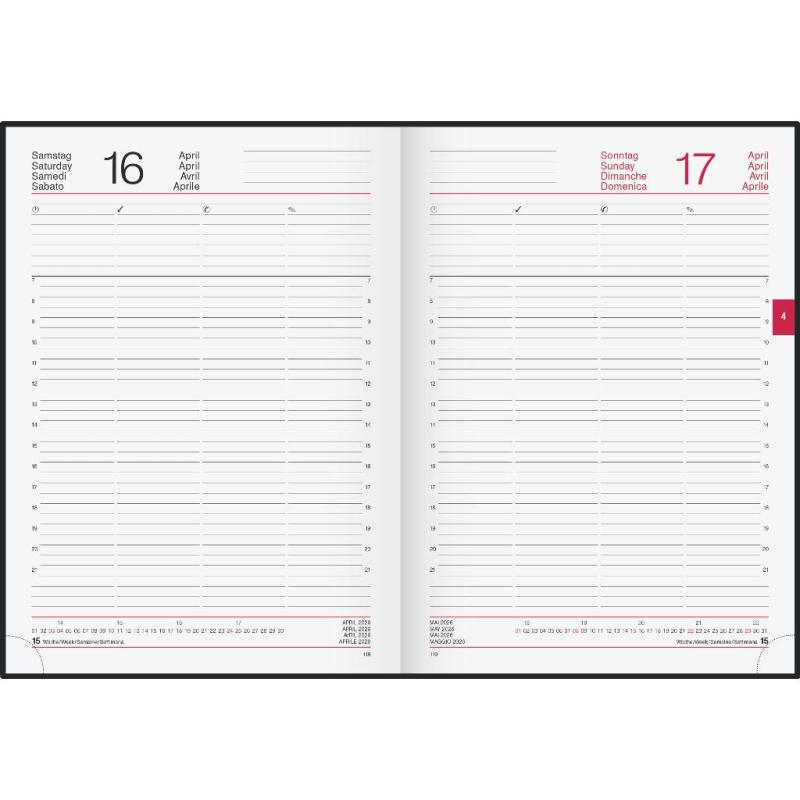 rido/idé Buchkalender Conform Balacron schwarz A4 1T/1S 2026