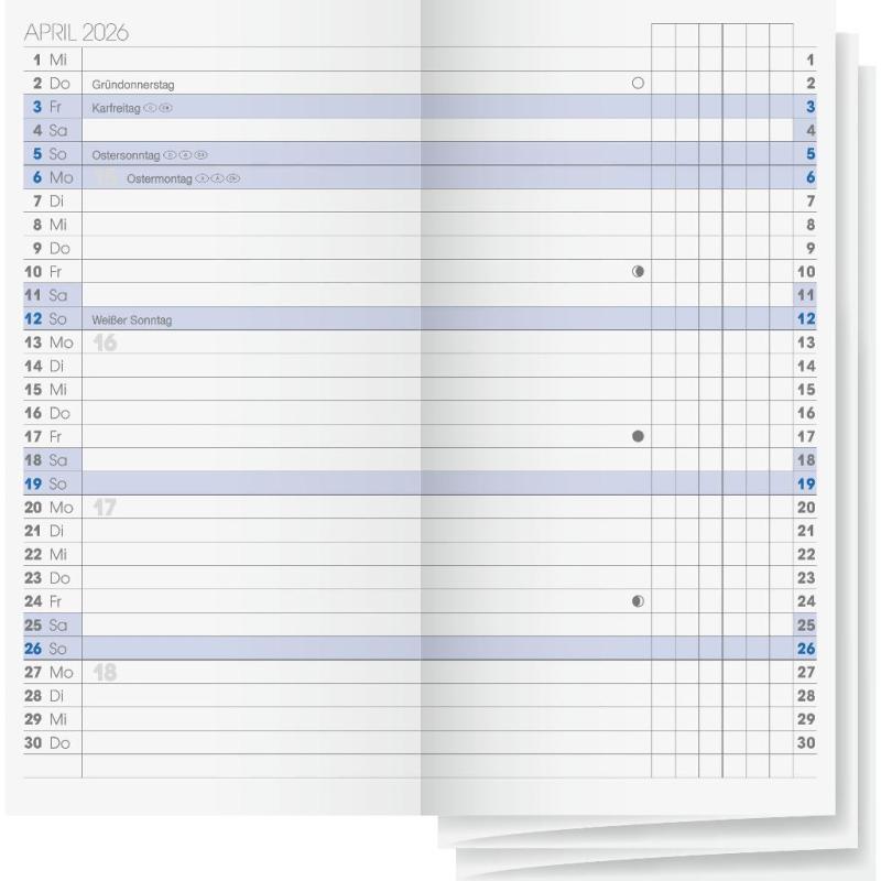 Brunnen Faltkalender Einlage Mod.740 8x15cm 2S/1M 2026