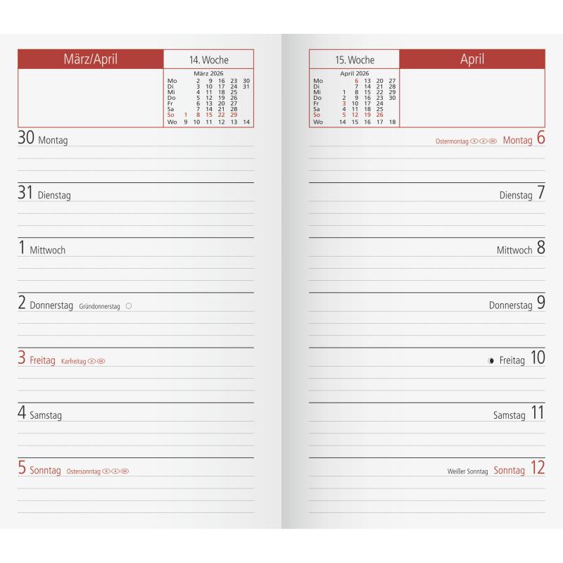 rido/idé Plankalender Ersatzkalender TM15 1S/1W 2026