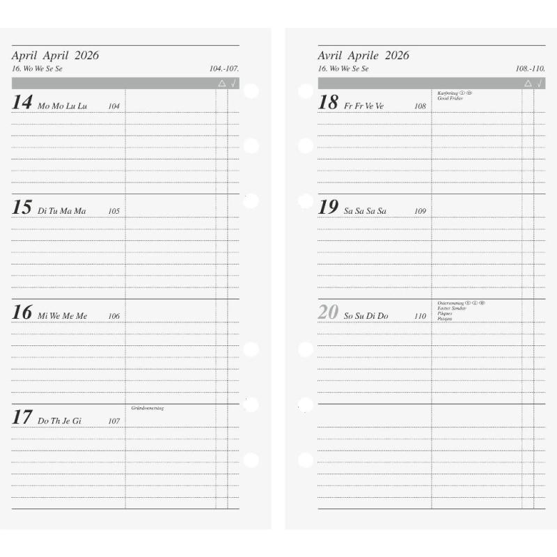rido/idé Timer action Einlage A6 9,3x17,2cm 2026