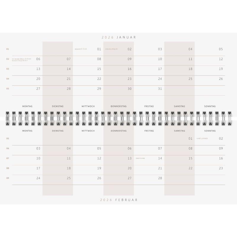 rido/idé Querterminkalender Young Line Shadows 30x10cm 2S/1W 2026