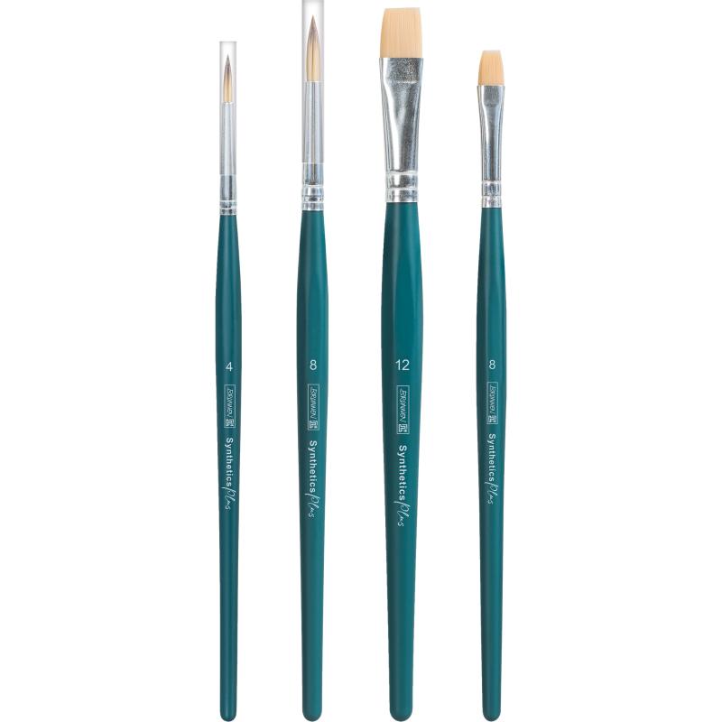 Brunnen Synthetics Plus 4-Kunsthaarpinsel-Set Mix 1
