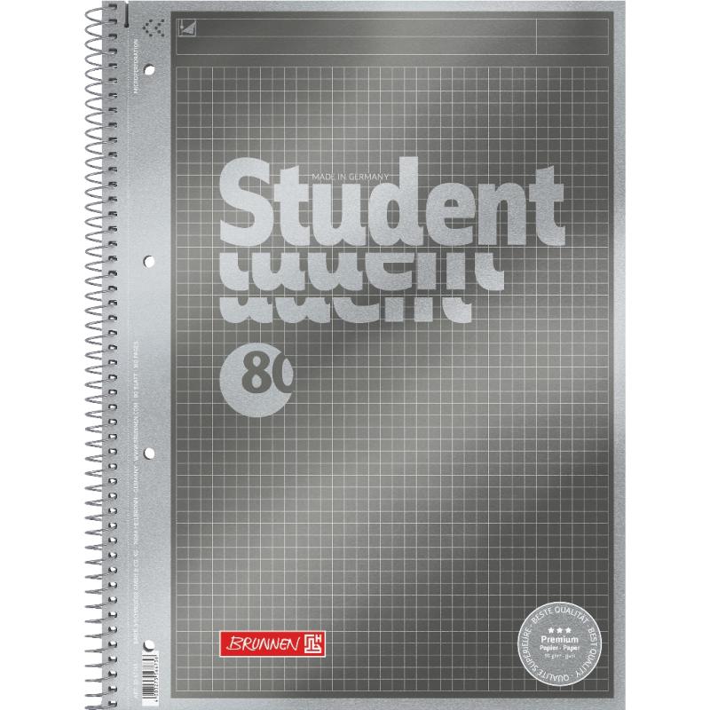 Brunnen Collegeblock A4 Student Premium 80 Blatt kariert Protokoll