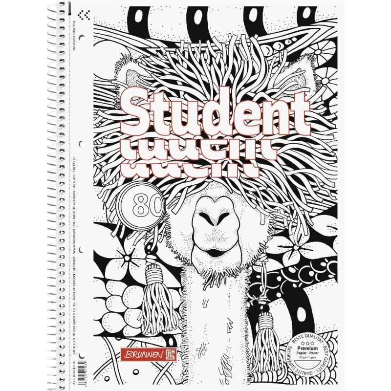 Brunnen Collegeblock A4 Student Premium 80 Blatt Lineatur 27 ZENart Lama
