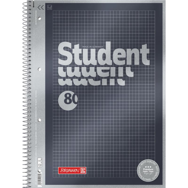 Brunnen Collegeblock A4 Student Premium 80 Blatt kariert mit Rahmen