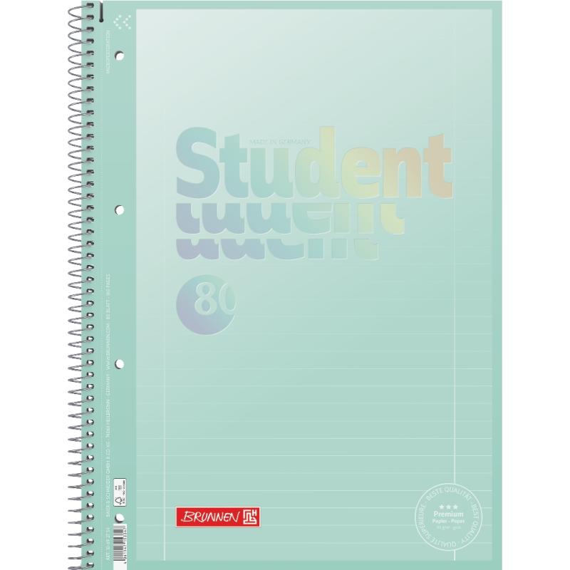 Brunnen Collegeblock A4 Student Premium 80 Blatt liniert Lineatur 27 pastellmint