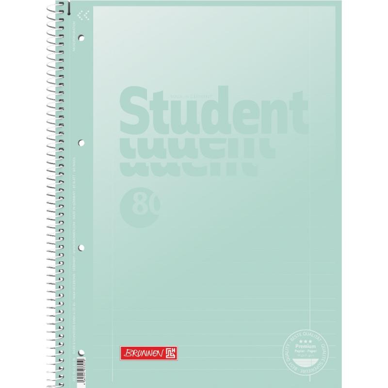 Brunnen Collegeblock A4 Student Premium 80 Blatt Lineatur 27 Pastell I