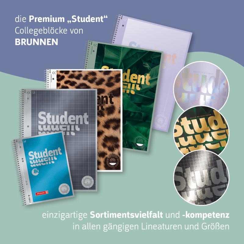 Brunnen Collegeblock A4 Student Premium 80 Blatt Lineatur 27 ZENart Papagei
