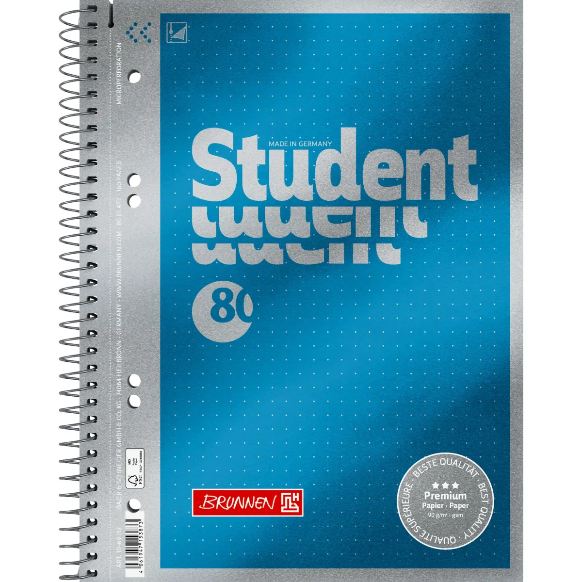 Brunnen Collegeblock A5 Student Premium 80 Blatt dotted