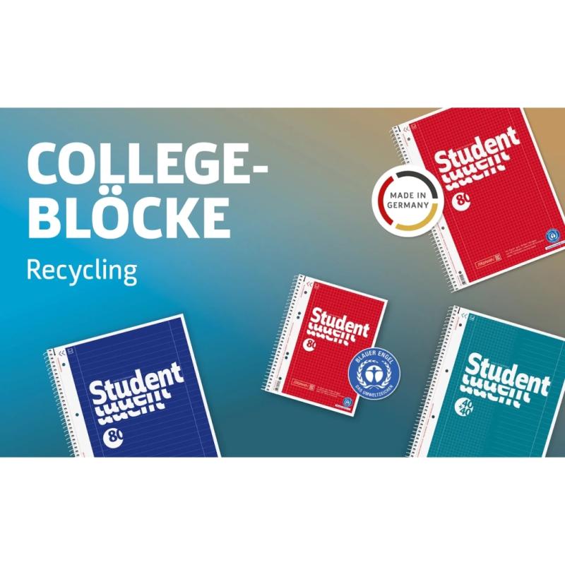 Brunnen Collegeblock A5 Student Recycling 80 Blatt liniert Lineatur 4