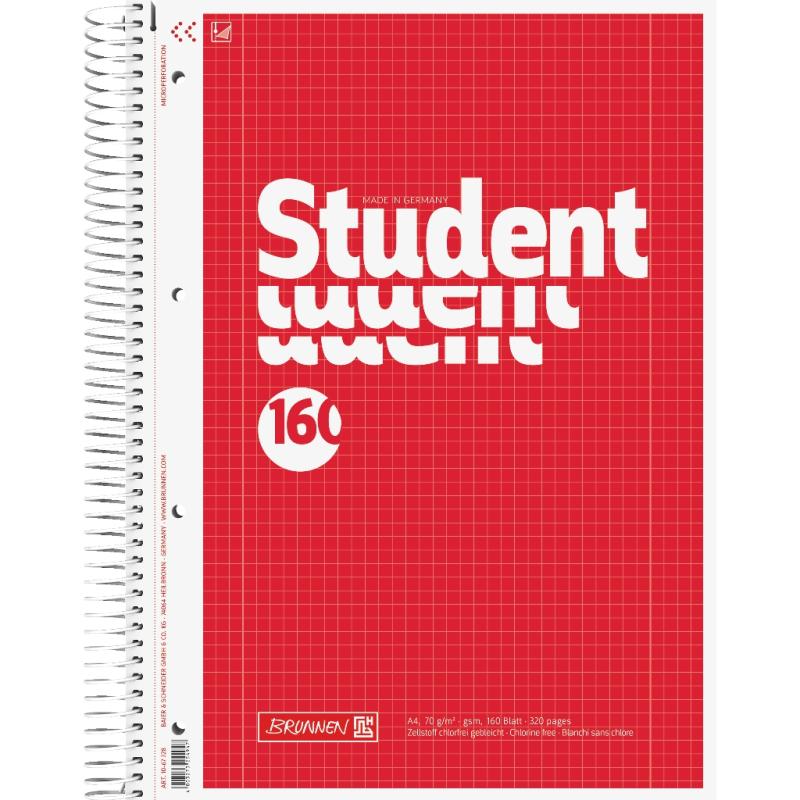 Brunnen Collegeblock A4 Student 160 Blatt kariert Lineatur 28