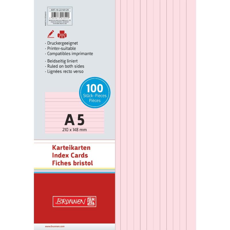 Brunnen Karteikarten A5 liniert 100 Stück rot