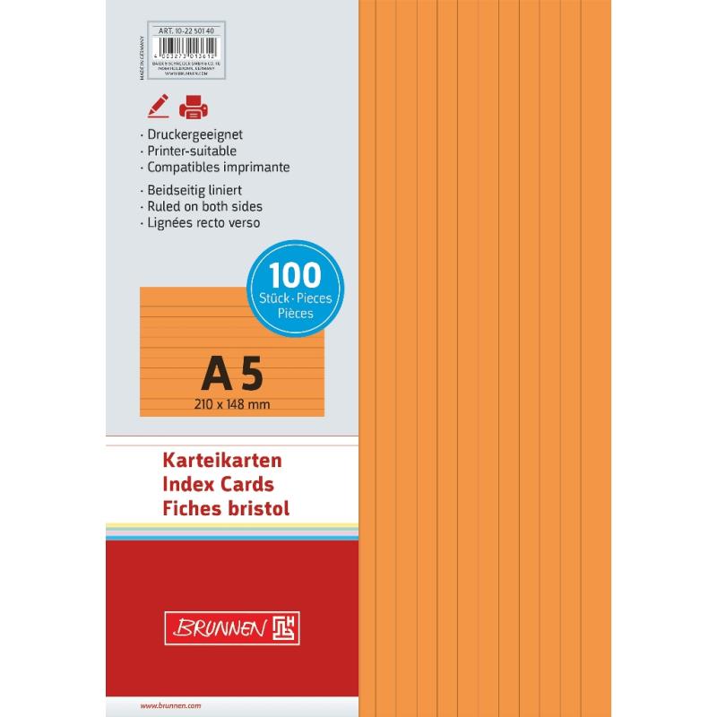 Brunnen Karteikarten A5 liniert 100 Stück orange