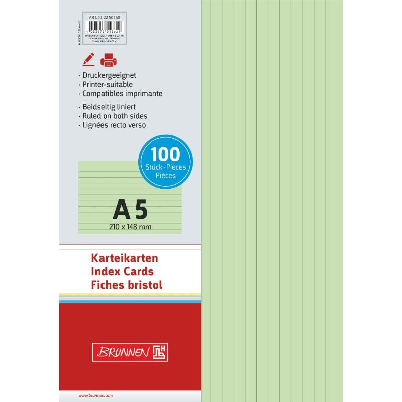 Brunnen Karteikarten A5 liniert 100 Stück grün