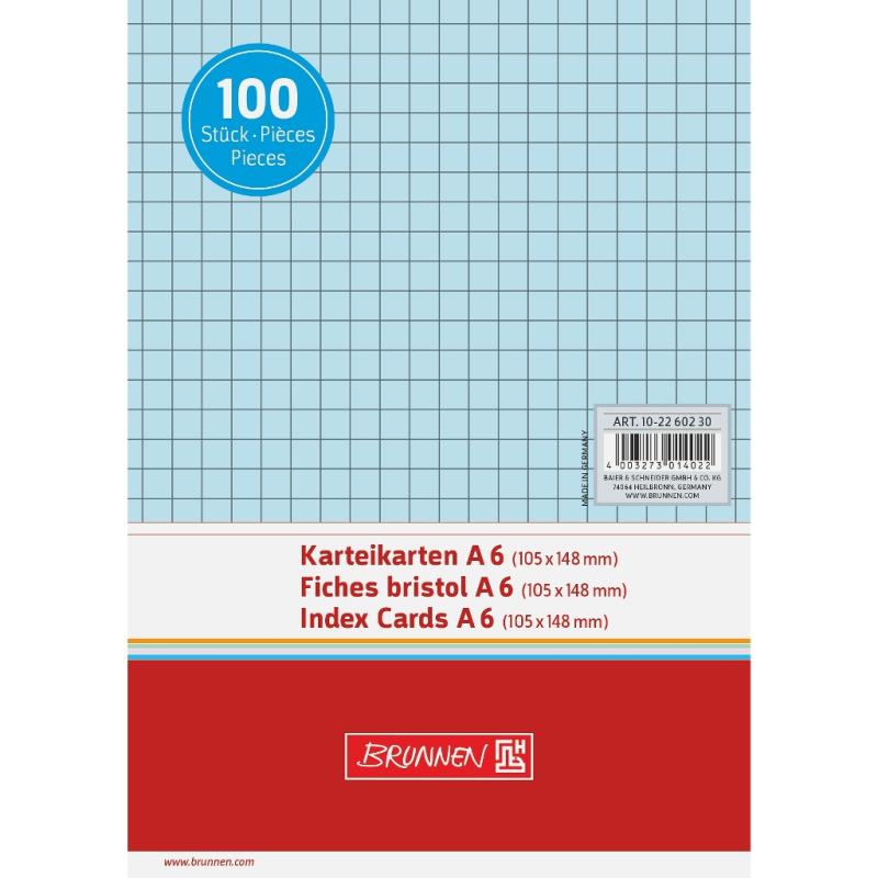 Brunnen Karteikarten A6 kariert 100 Stück blau