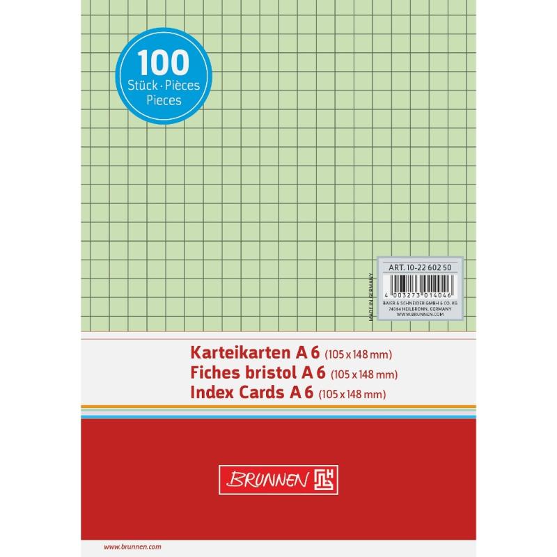 Brunnen Karteikarten A6 kariert 100 Stück grün