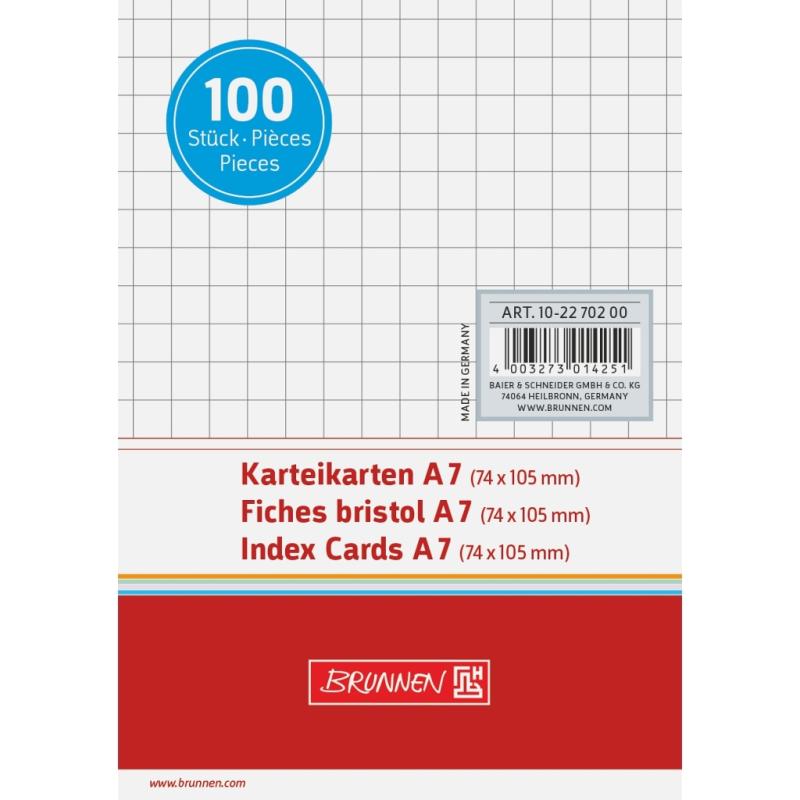 Brunnen Karteikarten A7 kariert 100 Stück weiß