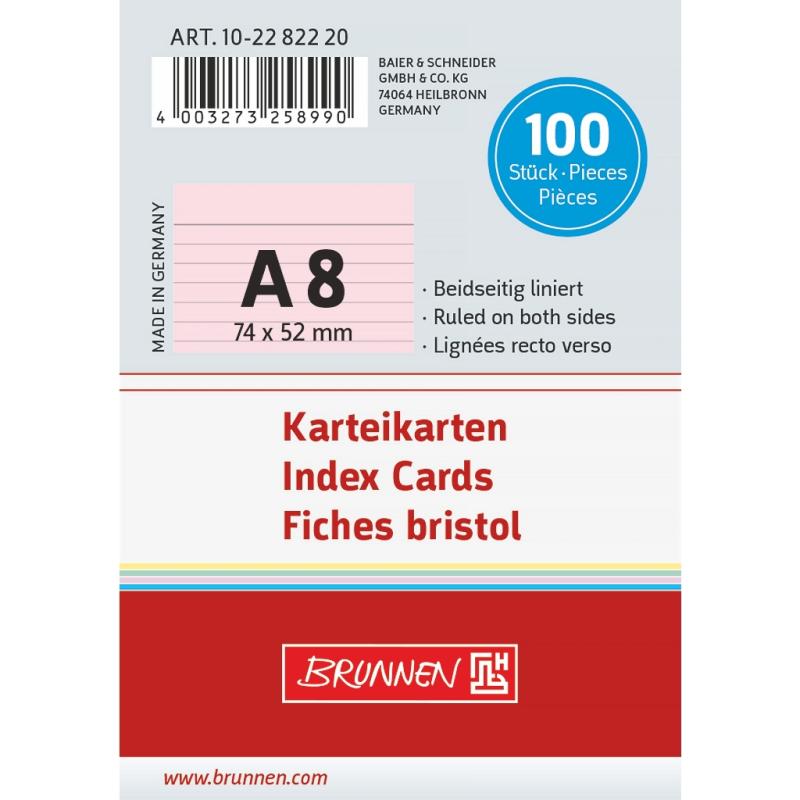 Brunnen Karteikarten A8 liniert 100 Stück rot