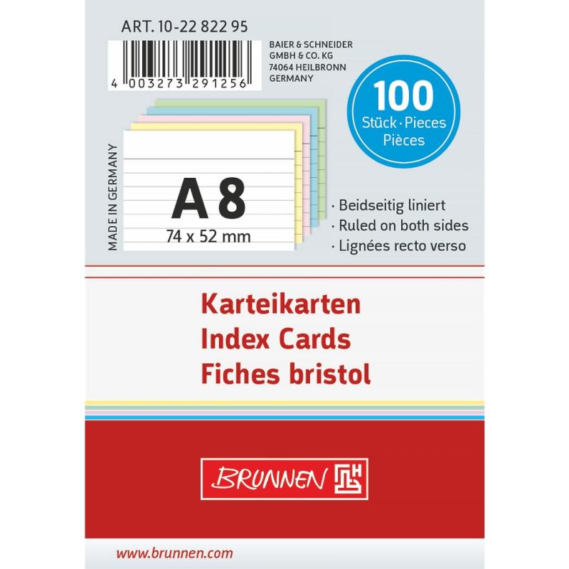 Brunnen Karteikarten A8 liniert 100 Stück sortiert