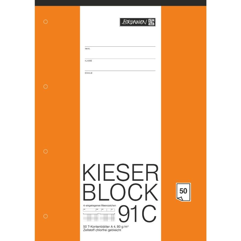 Brunnen Kieserblock 91C A4 Arbeitsblock 50 Blatt gelocht T-Konten