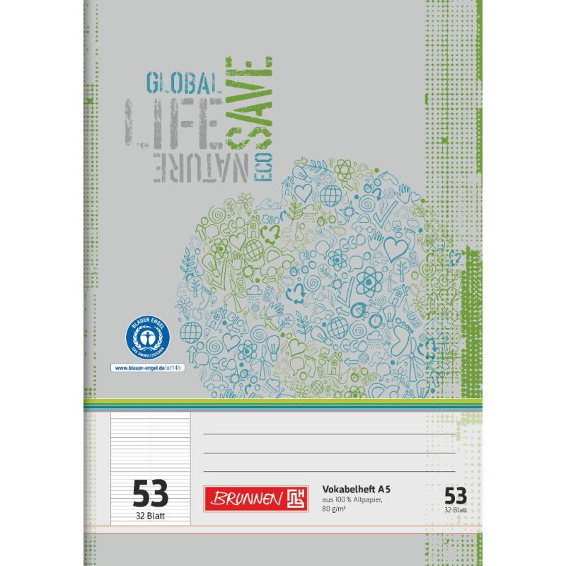 Brunnen Recycling Vokabelheft 32 Blatt A5 Lineatur 53