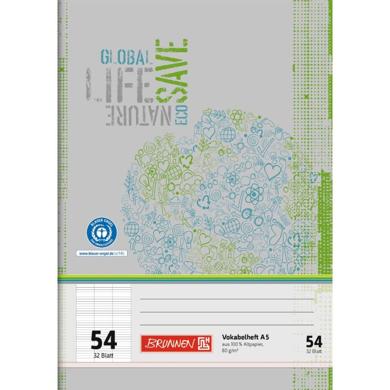 Brunnen Recycling Vokabelheft 32 Blatt A5 Lineatur 54